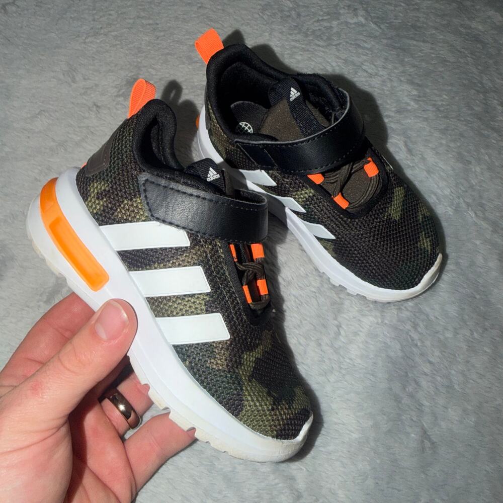 Adidas Racer TR21 Toddler Sneakers Camo Orange Size 7K